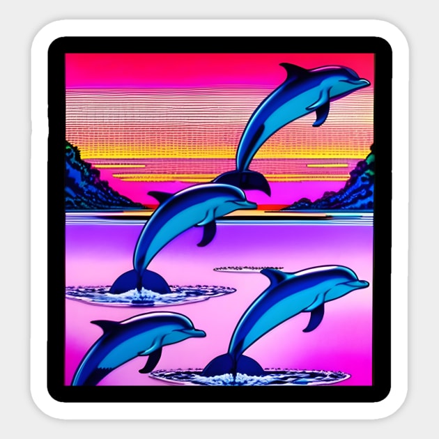 A gang of dilphins in sea Sticker by Jhontee